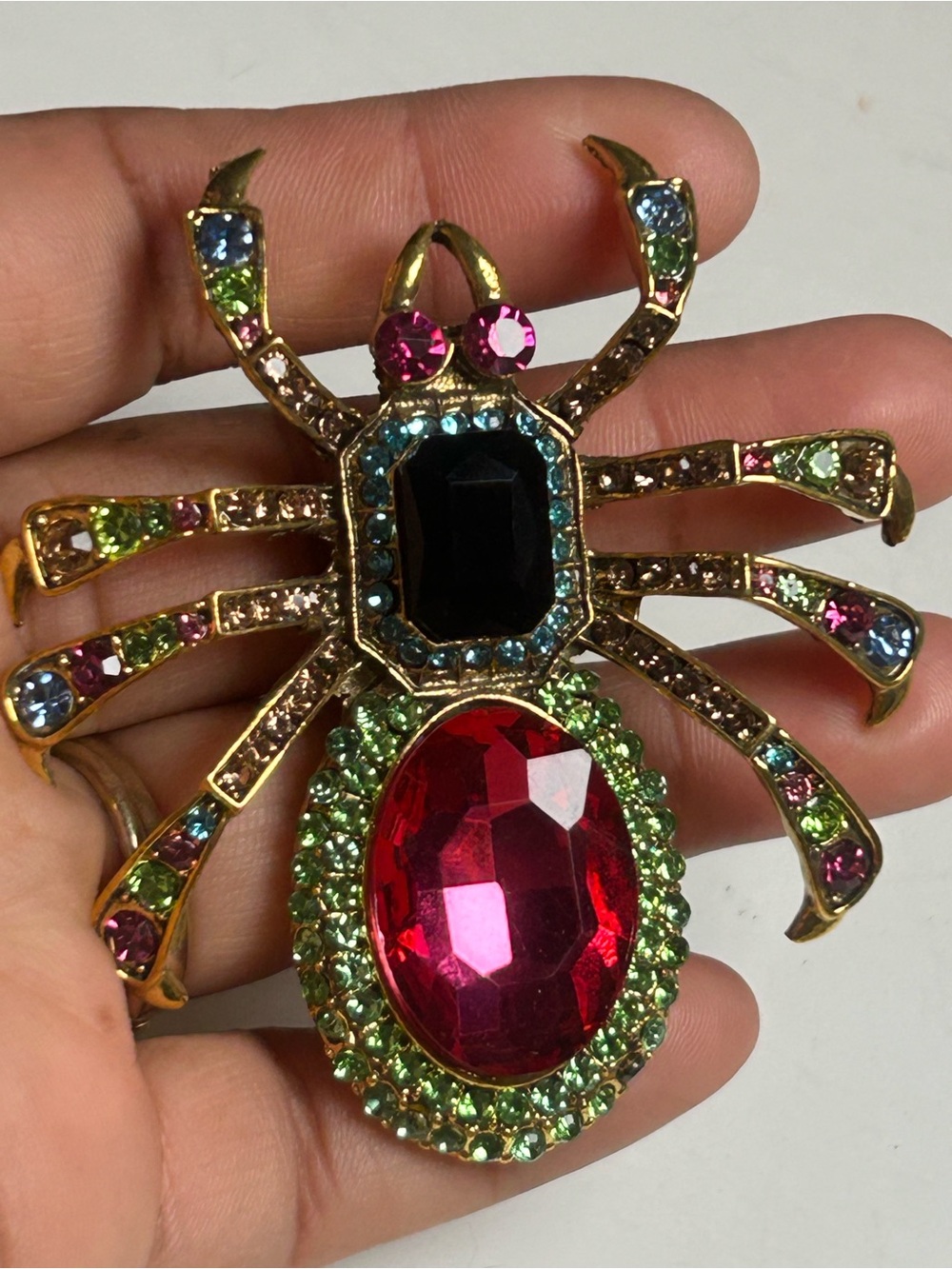 Multicolor Crystal Spider Brooch - Women Jewelry